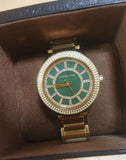 Michael Kors Kerry Green Dial Gold Steel Strap Watch for Women - MK3409