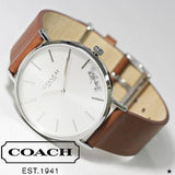 Coach Perry Silver Dial Brown Leather Strap Watch for Women - 14503120