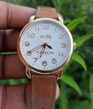 Coach Delancey White Dial Brown Leather Strap Watch for Women - 14502715