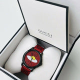 Gucci G Timeless Ghost Red Dial Red Leather Strap Watch For Men - YA1264023