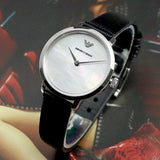 Emporio Armani Modern White Dial Black Leather Strap Watch For Women - AR11159