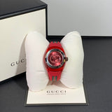 Gucci Sync Quartz Red Dial Red Rubber Strap Watch For Women - YA137303