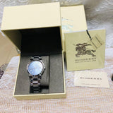 Burberry The City Silver Dial Beige Leather Strap Unisex Watch - BU9010