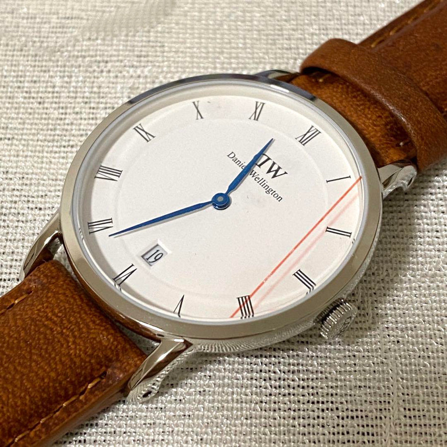 Daniel Wellington Dapper Durham Analog White Dial Brown Leather Strap Watch For Women - DW00100114