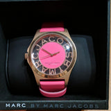 Marc Jacobs Henry Skeleton Pink Dial Pink Leather Strap Watch for Women - MBM1243