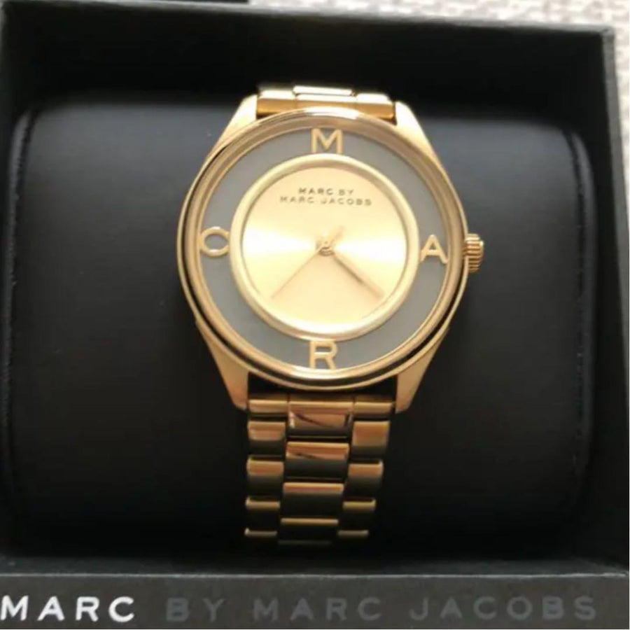 Marc Jacobs Marc Tether Transparent Gold Dial Gold Steel Strap Watch for Women - MBM3413
