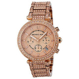 Michael Kors Uptown Glam Parker Chronograph Rose Gold Dial Steel Strap Watch for Women - MK5663