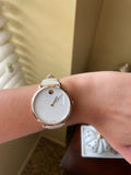 Movado 70th Anniversary Limited Edition White Dial White Leather Strap Watch For Women - 0607138