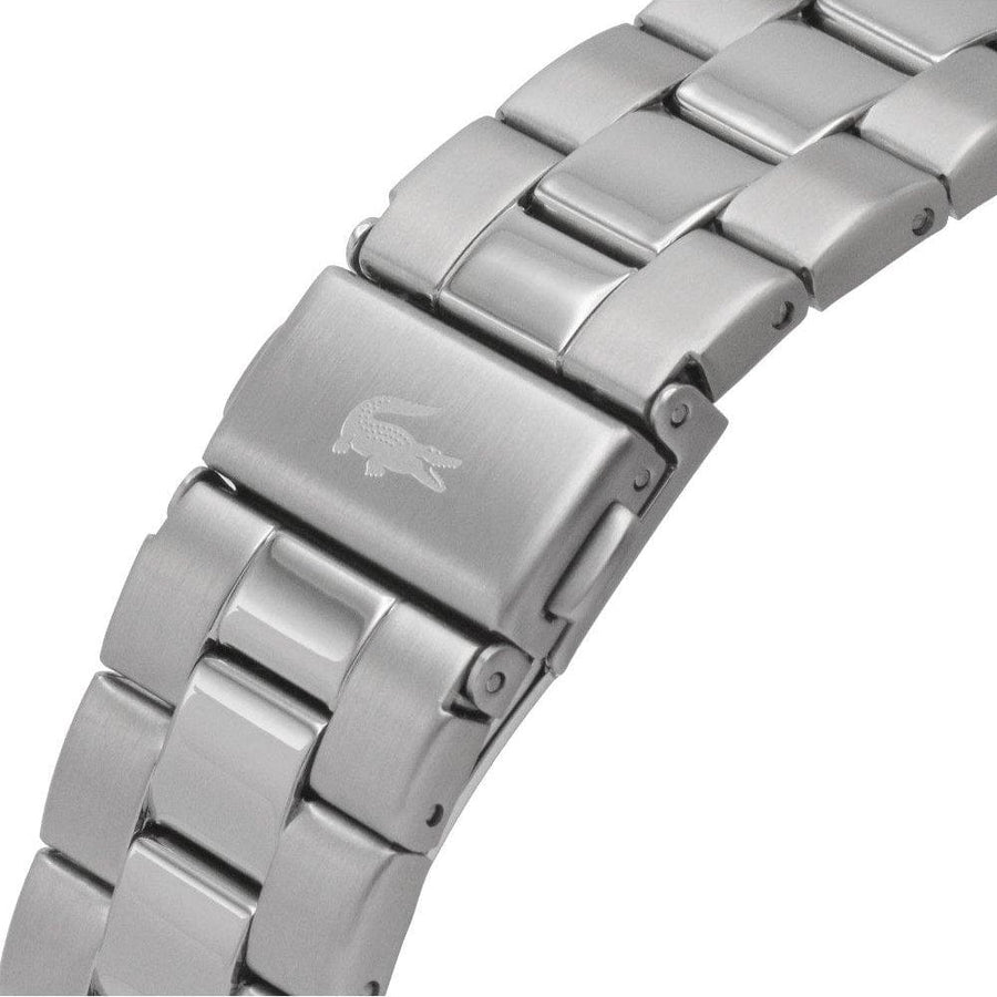 Lacoste Boston Chronograph Black Dial Silver Steel Strap Watch for Men - 2011079