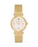 Versace Meander Greca White Dial Gold Mesh Bracelet Watch for Women - VELW00820