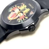 Gucci G Timeless Cat Motif Black Dial Black Leather Strap Unisex Watch - YA1264021