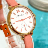 Marc Jacobs Sally White Dial Orange Leather Strap Watch for Women - MBM1355