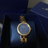 Swarovski Daytime Glittering Blue Dial Rose Gold Steel Strap Watch for Women - 5182277