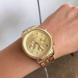 Michael Kors Ritz Chronograph Gold Dial Gold Steel Strap Watch for Women - MK5676