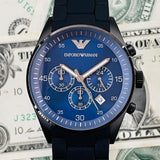 Emporio Armani Sportivo Chronograph Blue Dial Black Strap Watch For Men - AR5921