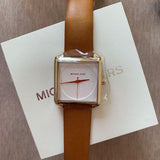 Michael Kors Lake White Dial Brown Leather Strap Watch For Women - MK2584