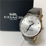 Coach Slim Easton Silver Dial Grey Leather Strap Watch for Women - 14502686