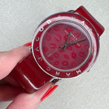 Marc Jacobs Amy Red Dial Burgundy Leather Strap Watch for Women - MBM1162