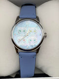 Gucci G Timeless Quartz Mother of Pearl Dial Blue Leather Strap Watch For Women - YA1264124