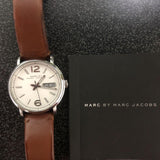 Marc Jacobs Fergus White Dial Brown Leather Strap Watch for Women - MBM8649