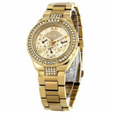 Guess Viva Diamonds Gold Dial Gold Steel Strap Watch for Women - W0111L2