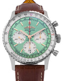 Breitling Navitimer B01 Chronograph 41 Green Dial Brown Leather Strap Watch for Men - AB0139211L1P1