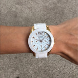 Fossil Ceramic Multifunction White Dial White Steel Strap Watch for Women - CE1006