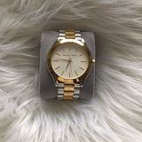 Michael Kors Runway Slim Silver Dial Two Tone Stainless Steel Strap Watch for Women - MK3198