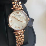 Emporio Armani Mother of Pearl Dial Rose Gold Steel Strap Watch For Women - AR11110