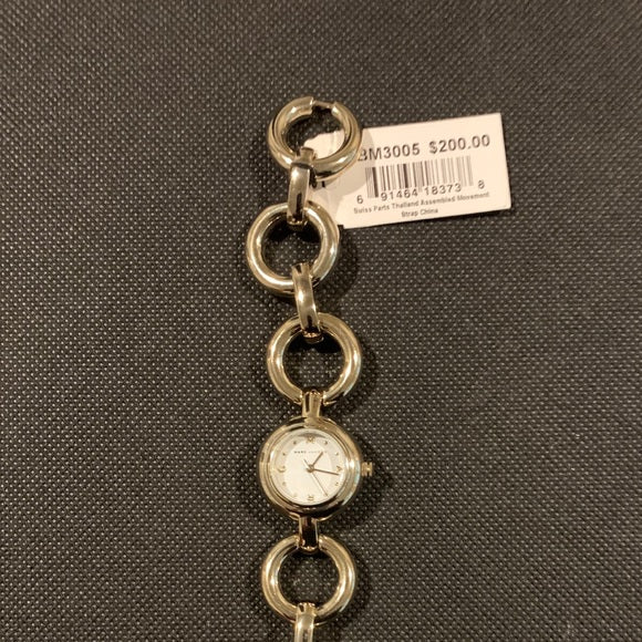 Marc Jacobs Rock White Dial Gold Steel Strap Watch for Women - MBM3005