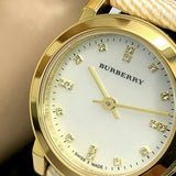 Burberry The City Diamonds Mother of Pearl Dial Brown Leather Strap Watch for Women - BU9226