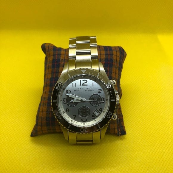 Marc Jacobs Marc Chronograph Silver Dial Silver Steel Strap Watch for Men - MBM3155