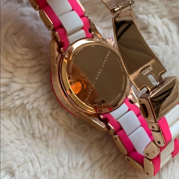 Marc Jacobs Rock Chronograph White Dial Two Tone Silicone Strap Watch for Women - MBM2593