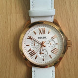 Fossil Cecile White Dial White Leather Strap Watch for Women - AM4486