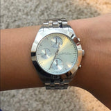Marc Jacobs Peeker Chronograph Silver Dial Silver Steel Strap Watch for Women - MBM3371