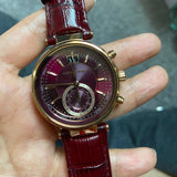 Michael Kors Sawyer Maroon Dial Maroon Leather Strap Watch for Women - MK2426