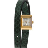 Gucci G Frame Double Mother of Pearl Dial Green Leather Strap Watch For Women - YA128525