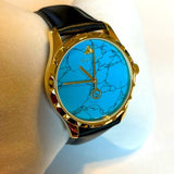 Gucci G Timeless Turquoise Blue Dial Black Leather Strap Watch For Men - YA126462