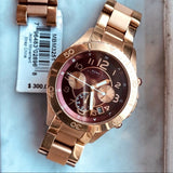 Marc Jacobs Rock Chronograph Red Mother of Pearl Dial Rose Gold Stainless Steel Strap Unisex Watch - MBM3251