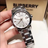 Burberry The City White Dial Silver Steel Strap Watch for Women - BU9100