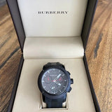 Burberry The Endurance Chronograph Black Dial Black Rubber Strap Watch For Men - BU9802