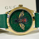 Gucci G Timeless Bee Green Dial Green Leather Strap Watch For Women - YA1264065