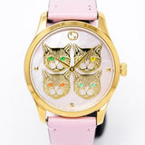 Gucci G Timeless Quartz Mother of Pearl Dial Pink Leather Strap Watch For Women -  YA1264132