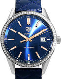 Tag Heuer Carrera Quartz 39mm Diamond Blue Dial Blue Leather Strap Watch for Women - WAR1114.FC6391