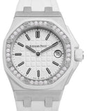 Audemars Piguet Royal Oak Offshore Quartz Diamonds White Dial White Rubber Strap Watch for Women - 67540SK.ZZ.A010CA.01