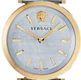 Versace V-Twist Blue Dial Blue Leather Strap Watch for Women - VELS00319