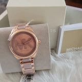 Michael Kors Janelle Three Hand Rose Gold Dial Two Tone Steel Strap Watch For Women - MK7135