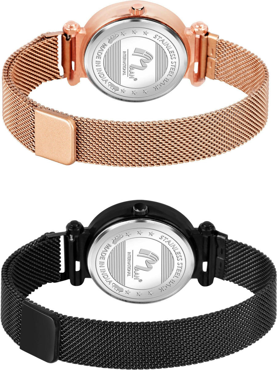 Emporio Armani Gianni T Bar Mother of Pearl Dial Rose Gold Mesh Bracelet Watch For Women - AR11320