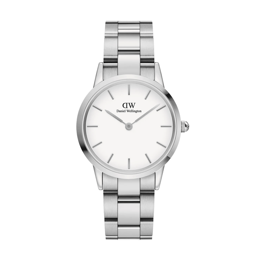 Daniel Wellington Iconic Link White Dial Silver Steel Strap Watch For Women - DW00100205
