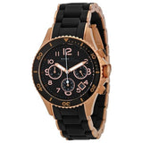 Marc Jacobs Rock Chronograph Black Dial Black Silicone Steel Strap Watch for Women - MBM2553